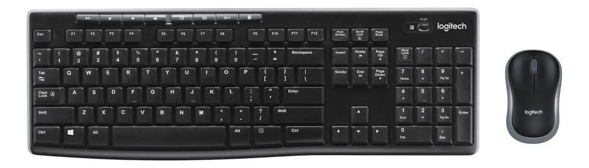 Kit de teclado y mouse inalámbrico Logitech MK270 color negro