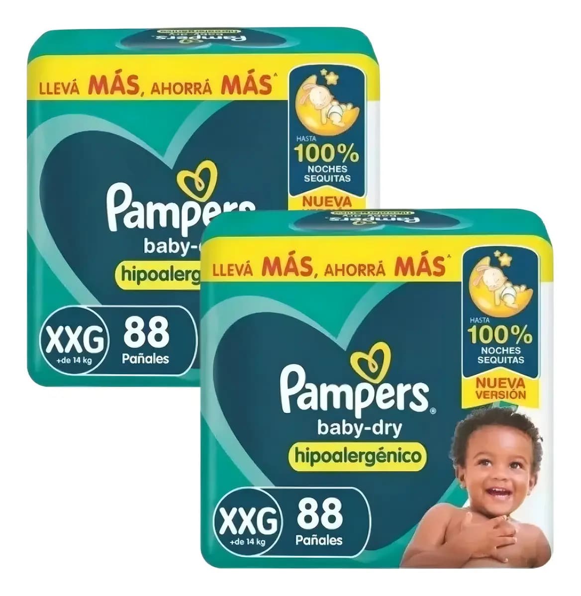 Pañales Pampers Baby-Dry Extra Extra Grande Hipoalergénicos Pack Mensual