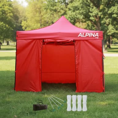 Gazebo 3x3 Plegable 4 Paredes Puerta 20 Kg Safe Tent Alpina Color Rojo