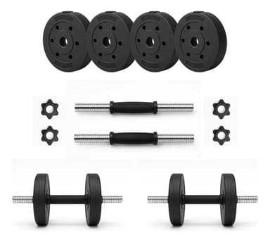 Kit Mancuernas Cromadas a Rosca + 20 Kg en 4 Discos de 5 Kgs