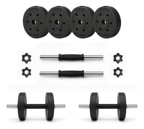 Kit Mancuernas Cromadas a Rosca + 20 Kg en 4 Discos de 5 Kgs