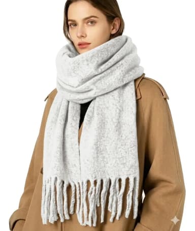 Bufanda Nube Manta Bufandon Lisa Abrigo Ruana Suave Mujer Blanco Tiza Nube Unico CRAZY LOOK STORE
