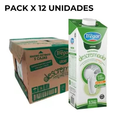 Leche Descremada Larga Vida Tregar X 12 Unidades