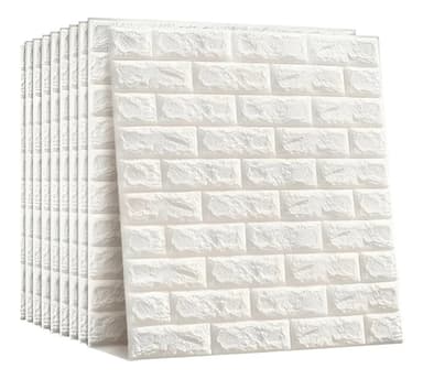 Pack 12 Placas 3d Autoadhesiva Ladrillo Relieve Blanco Soul