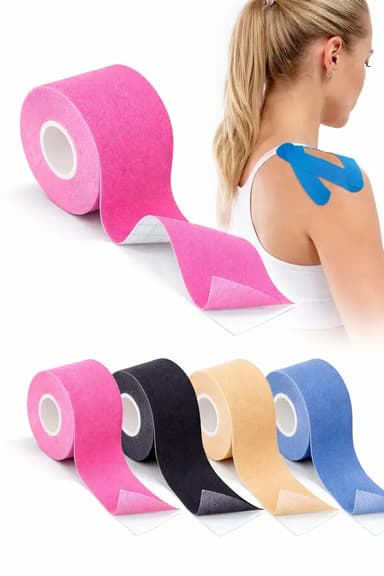 Cinta Kinesiológica Tapping Neuromuscular 2.5cm X 5 Metros Tushka | Deportiva Elástica Tiras Adhesiva Muscular Impermeable Antitranspirante | Rehabilitación, Vendaje Volley Rugby Alivio Articular Rosa