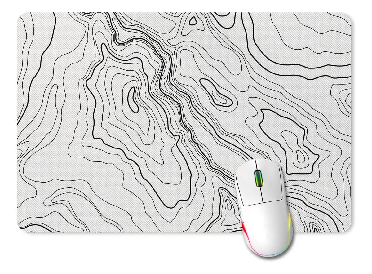 Mouse Pad Gamer Omaigat Topografía Blanco M | 410x270x3mm