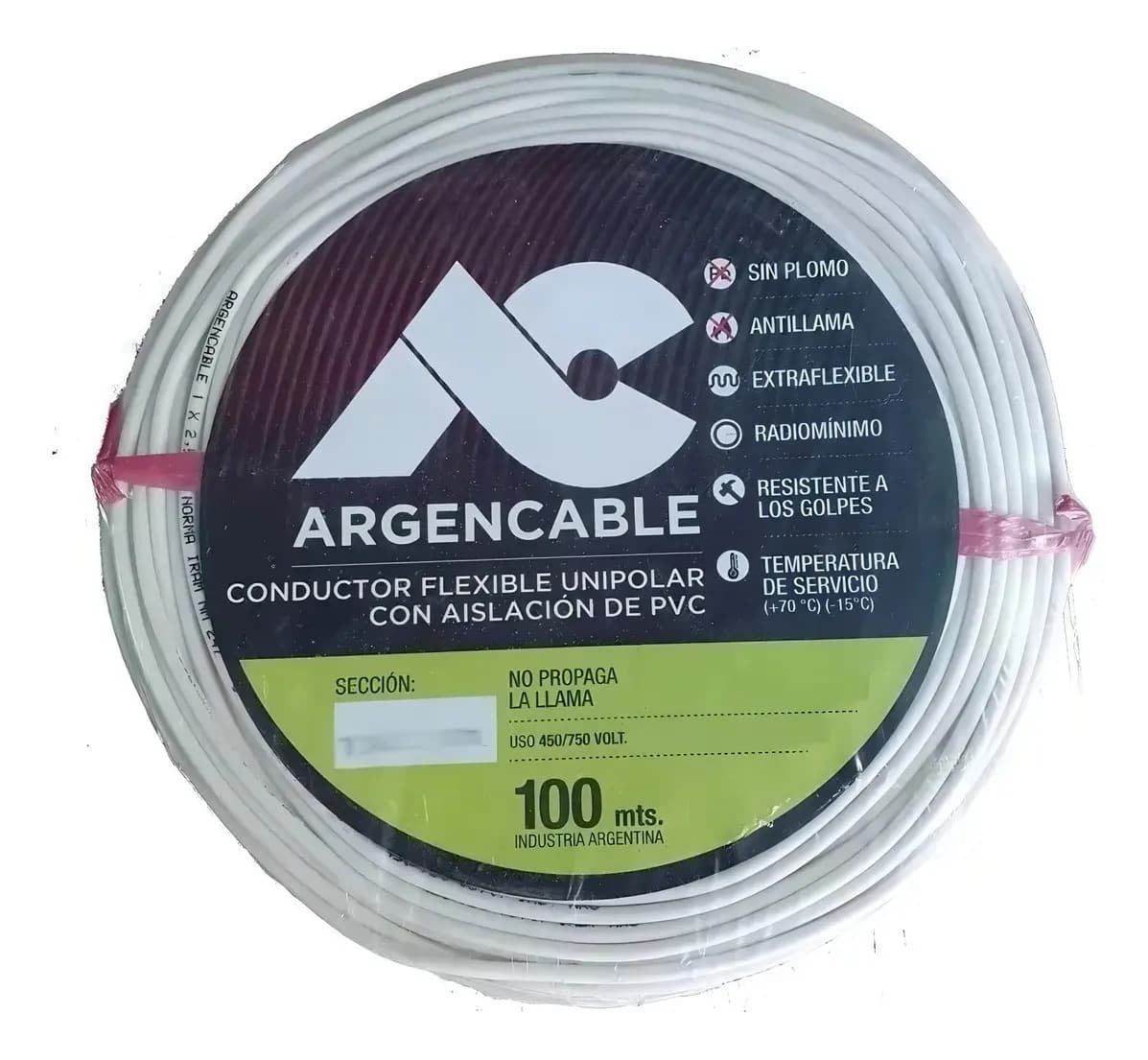 Cable unipolar Argencable 2.5mm² 100m blanco cobre aluminio IRAM