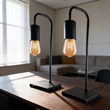Lampara Velador Mesa Dormitorio Vintage Deco Industrial Negro Apto Led E27 X2