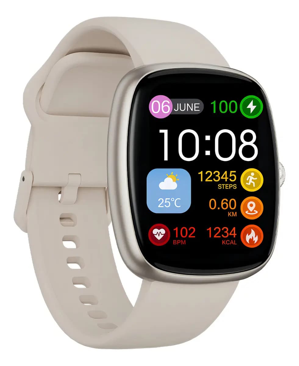 Smartwatch Jd Cairo Llamadas Bluetooth Pantalla 1.83 Cuadrado Presión Arterial Control De Musica Notificaciones Reloj Inteligente Color Beige