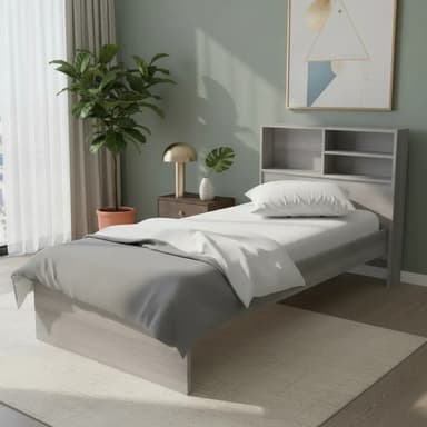 Cama De Una Plaza Con Repisa En Respaldo Melamina Reforzada Color Jacaranda