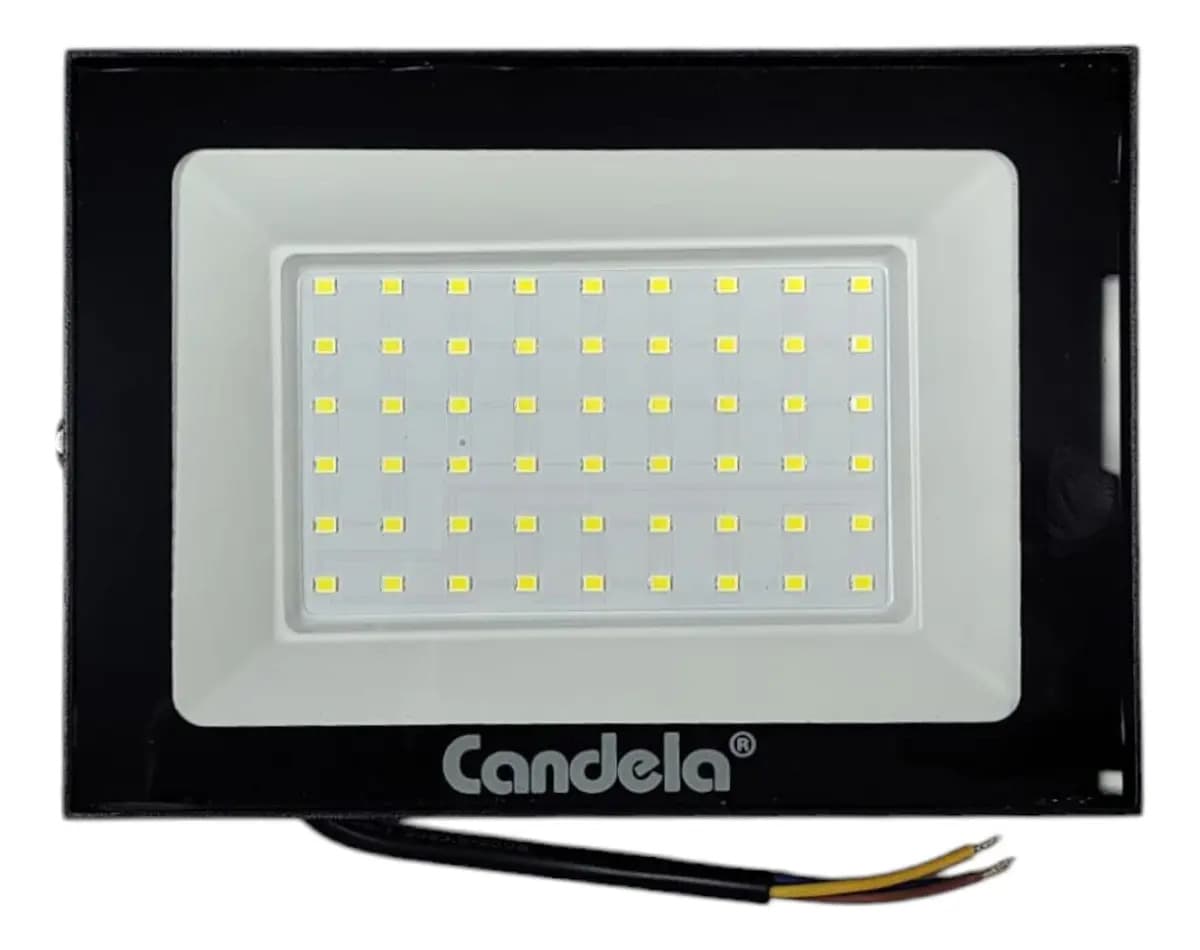 Reflector Proyector Led Exterior Candela 100w Luz Fría Carcasa Negro Luz Blanco frío