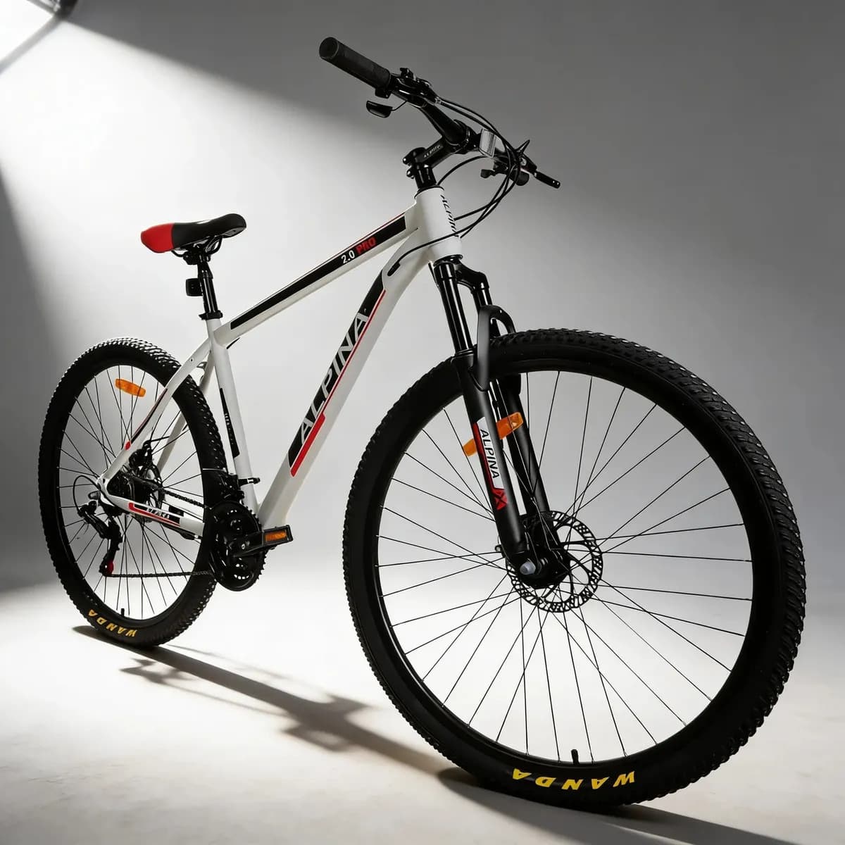 Bicicleta Alpina Adultos 2025 Mtb Rodado 29 21v color Blanco rojo 2.0 STD2