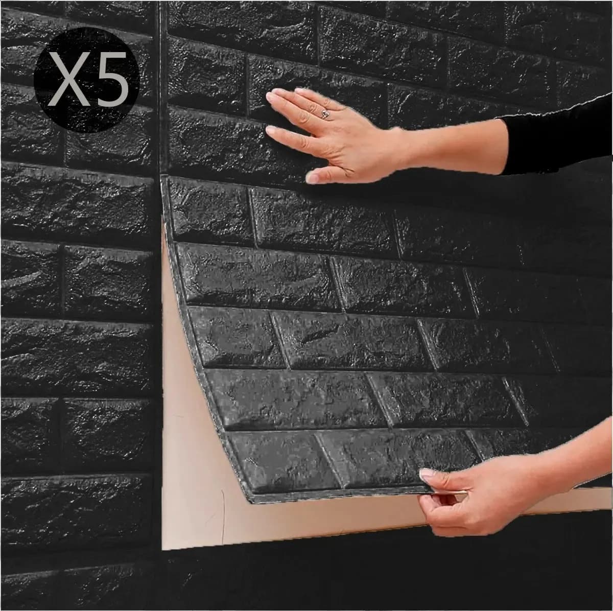 Placa 3d Autoadhesiva Revestimiento De Pared M1 - Sheshu Color Negro