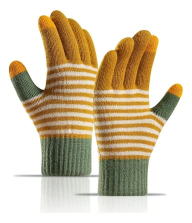 Guantes Lana Alpaca Invierno Ski Pantalla Táctil Touch Tech Color Naranja/verde