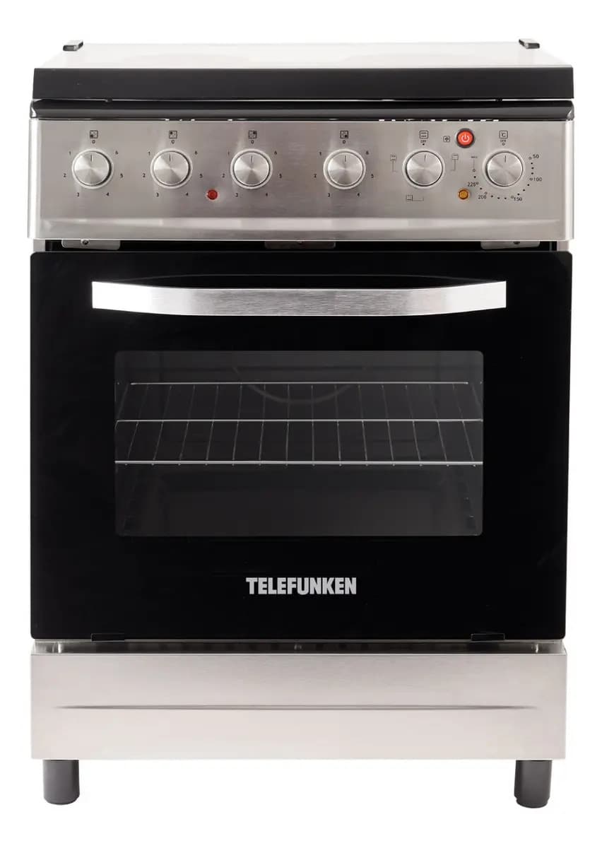 Cocina Electrica Telefunken Acero Inoxidable 60cm Luz Horno Grill Tapa De Vidrio Coc-ekxl01v