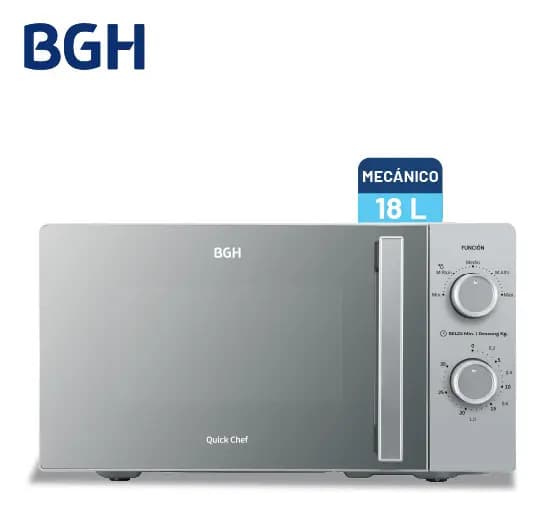 Microondas Bgh Mecánico 18l Silver Espejado B118ms25