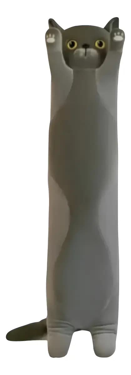 Almohada Peluche Gato Largo Kawaii 50cm Color Gris