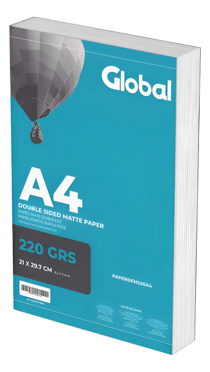 Papel Mate A4 Doble Faz De 220 Grs - Medida 210 X 297 Mm - Resma De 20 Hojas - Marca Global Electronics