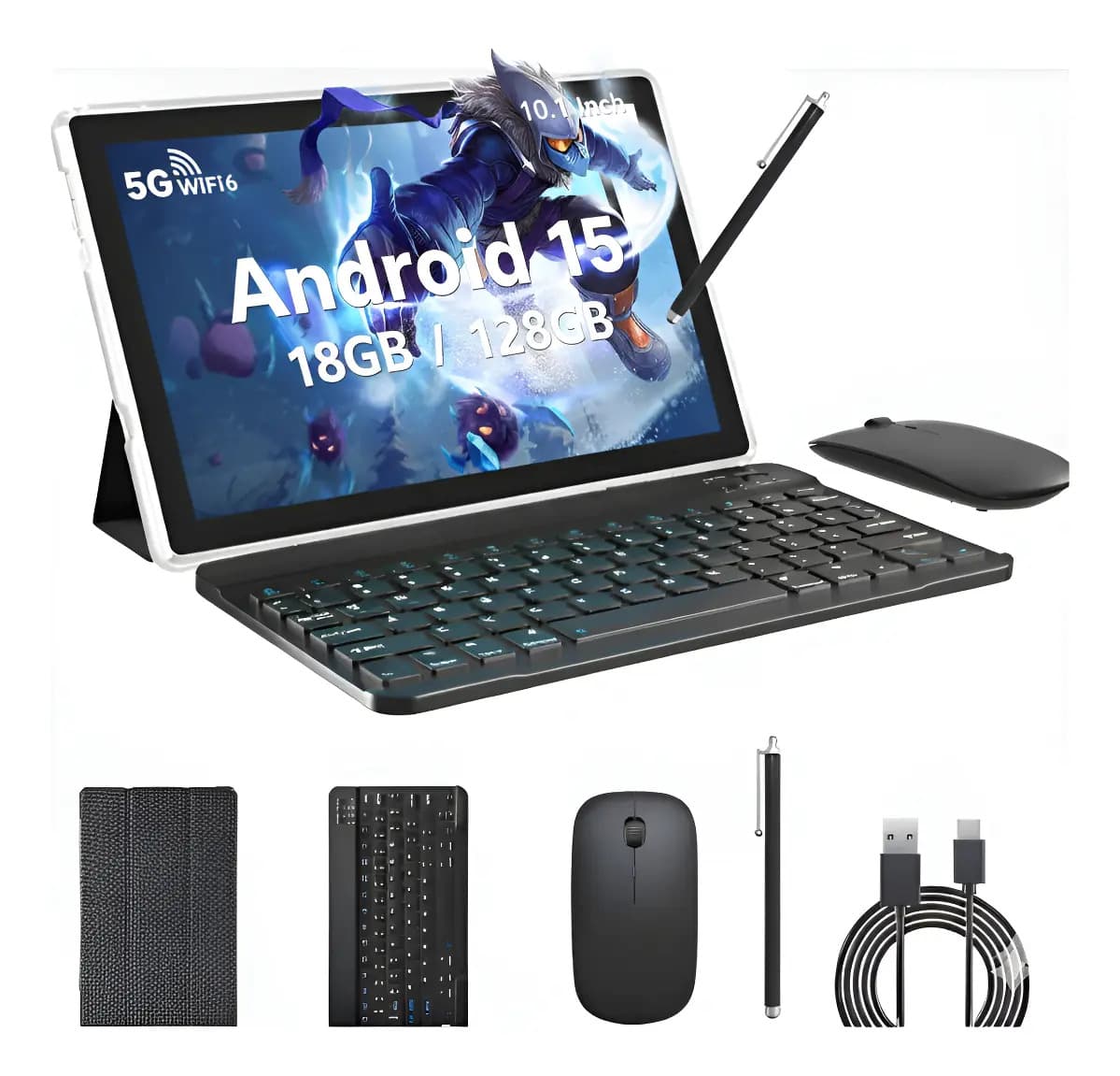 Tablet Con Teclado Android 15 10p 18gb Ram + 128gb Rom 2025 Negro