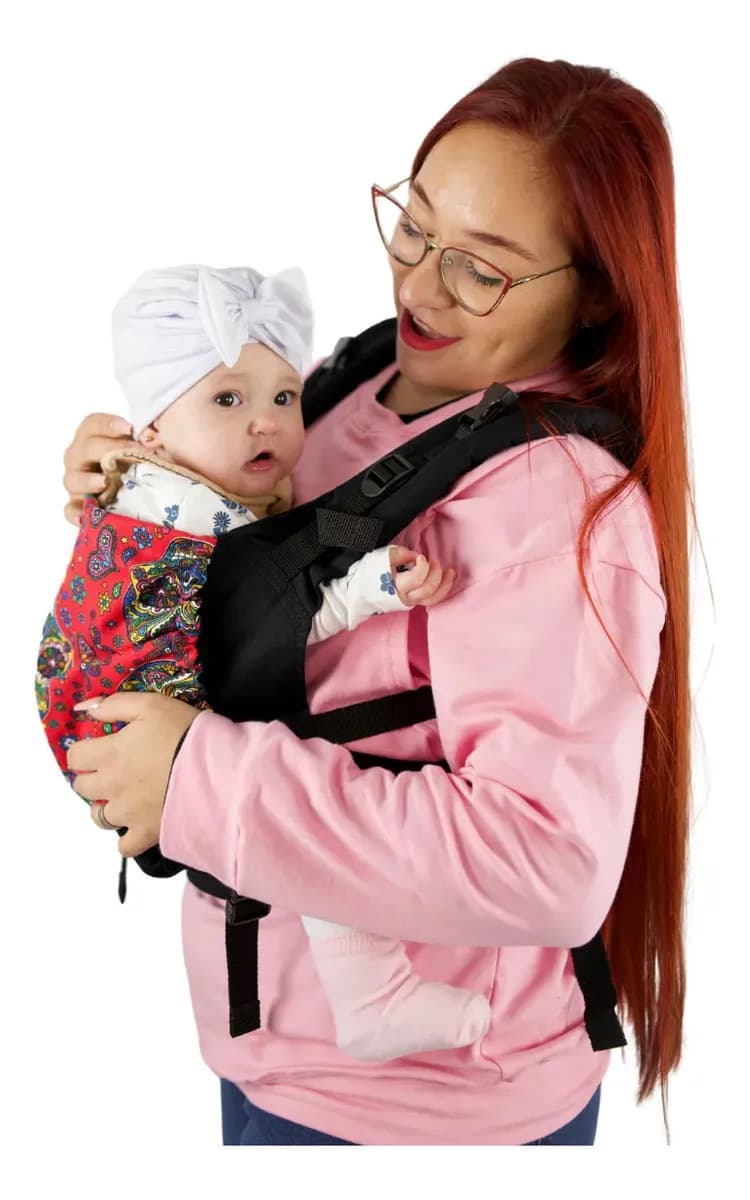 Koalita Mochila Ergonómica 2 Posiciones Algodón Color Negra Con Calaveras Rojas