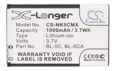 Batería Cameron Sino para Nokia BL-5C, 1100, 1208, 1600, 1000mAh Li-Ion