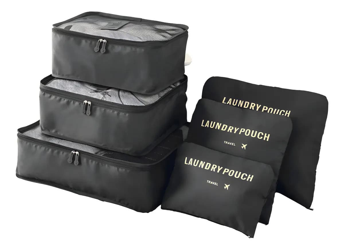 Organizador Valija Viaje Travel Laundry Pouch 6 Piezas Negro