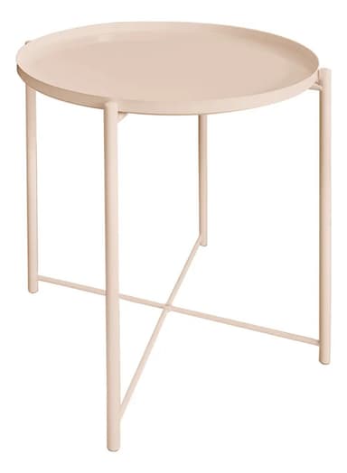 Mesa Nordic Ratona Arrime Hierro Bandeja Desmontable Color Nude