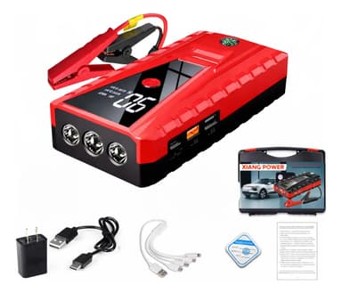 Arrancador Portátil Mtl Multifunción 12v Cargador De Batería Auto Y Moto Power Bank Con Linterna Led Maletín Cable Usb Pinzas Seguridad Protección Inversa Emergencias Vehiculares