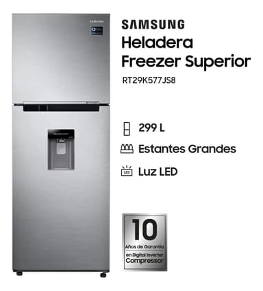 Heladera inverter no frost Samsung RT29K577J con freezer 299L