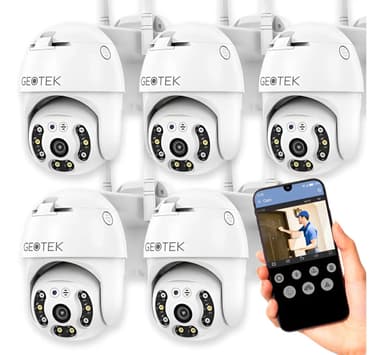 Kit 5 Camaras Seguridad Geotek 3mp Ip Wifi Exterior Domo Vision Nocturna Intelig