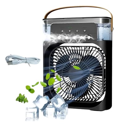 Mini Ventilador Cooler Humidificador Aire Frio Con Hielo Col Color Negro
