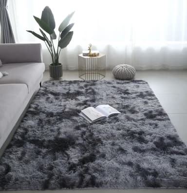 2x1,4 Mts Alfombra Nórdica Peluda Colores Pelo Largo 2 M 1.4 M Gris Oscuro Matizado