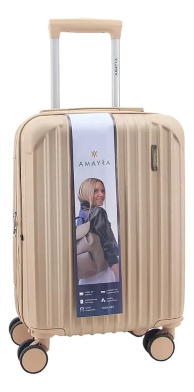 Valija Amayra 67.8001 Carry On Para Cabina Viaje Avión Equipaje Mujer 20 Pulgadas Reforzada 4 Ruedas 360° Color Dorado