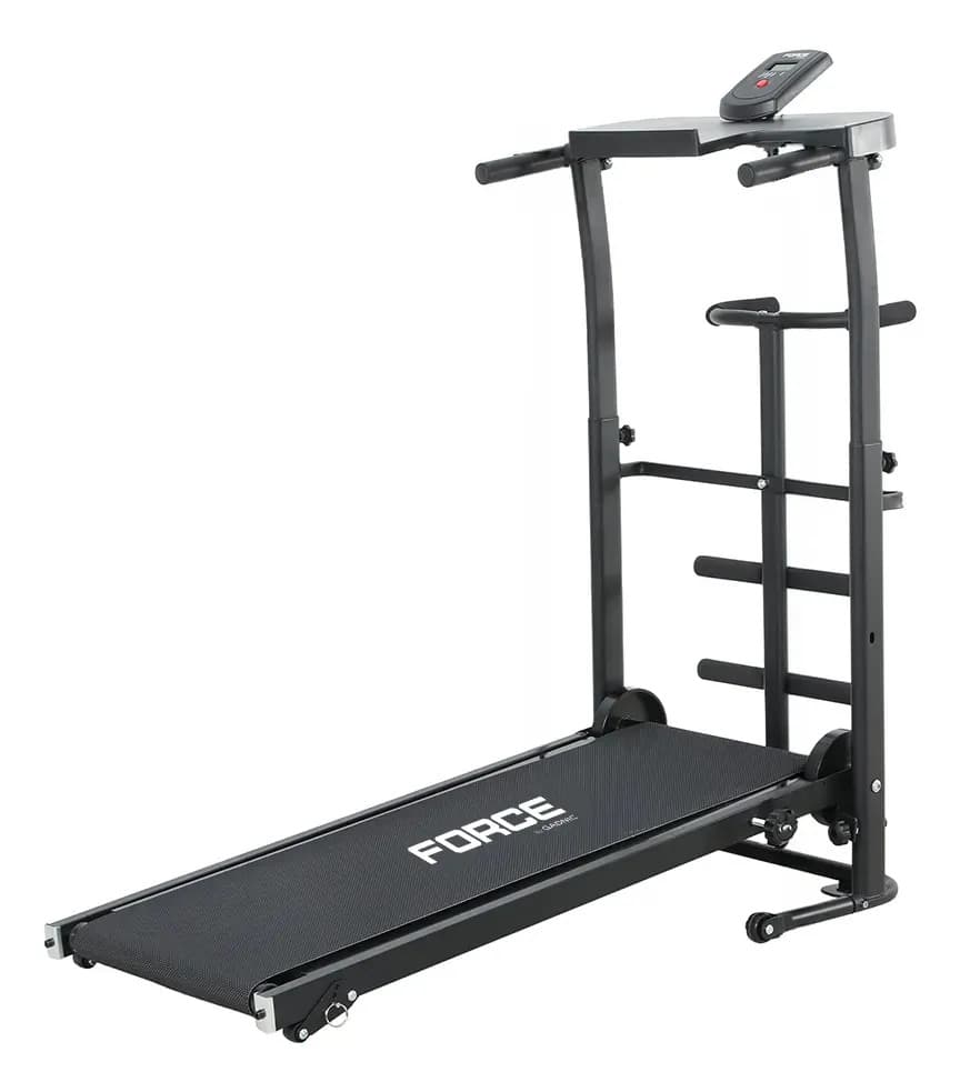 Cinta Caminadora Manual Force By Gadnic plegable soporte 120 kg superficie 100 x 35 cm pantalla digital sin electricidad