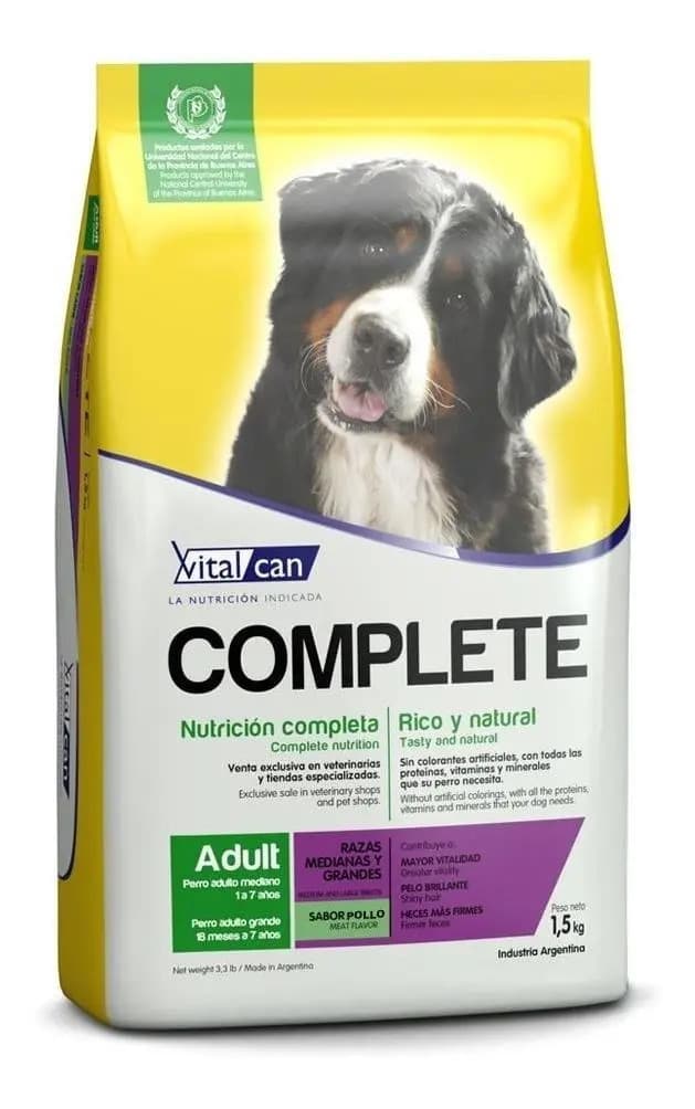Alimento seco para perro adulto mediano y grande Vitalcan Complete pollo 1.5kg