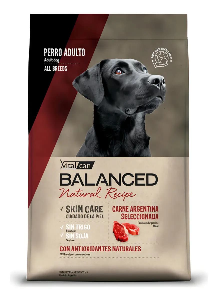 Balanced Natural Recipe Carne Argentina Seleccionada 15kg Perro Adulto