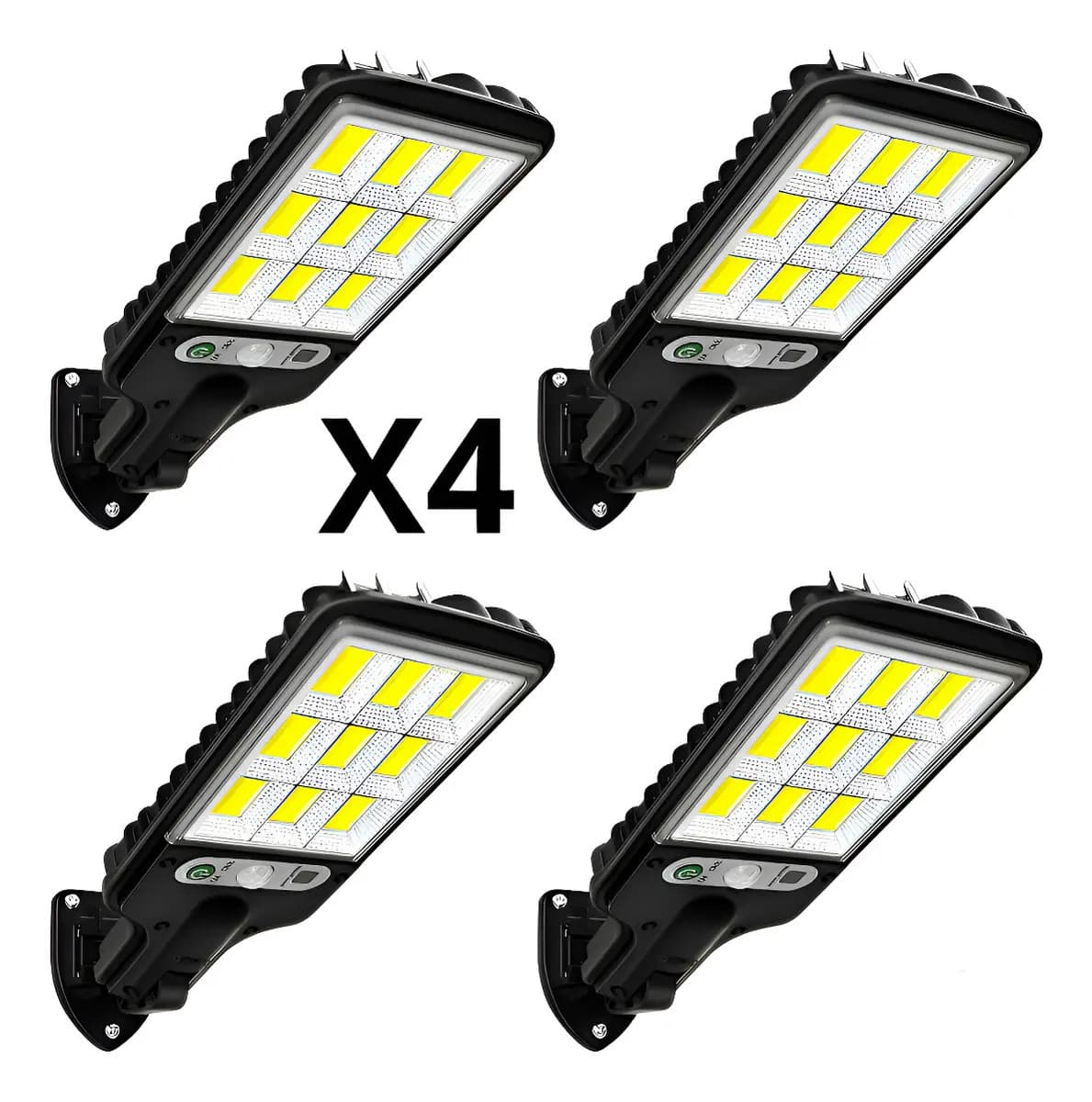 Pack x4 Reflectores Solares LED con Sensor de Movimiento para Exterior, Luz Blanca Fría