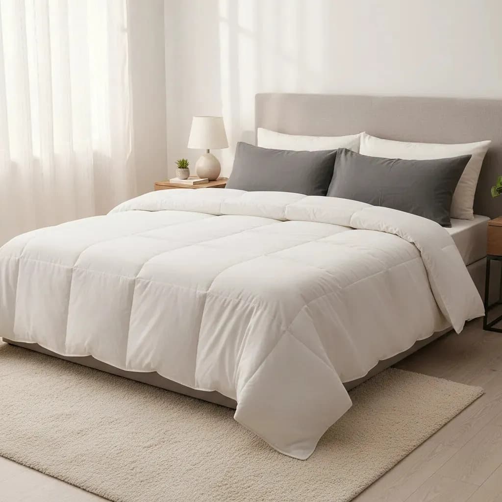 Acolchado Edredon Nórdico Pluma-duvet Plumón Queen Pelikano Blanco 100% Algodón 244 Hilos