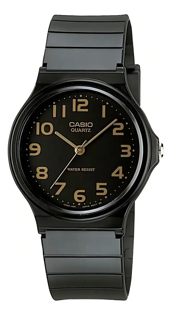 Reloj pulsera Casio MQ-24 con correa de resina color gris oscuro - fondo negro