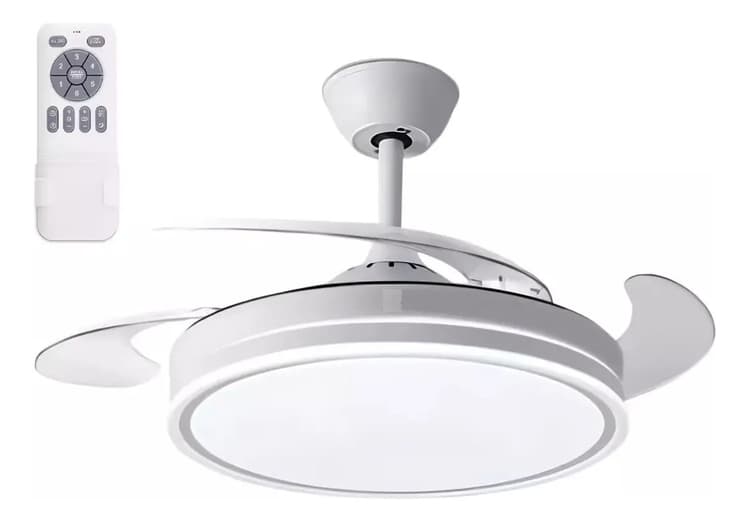 Ventilador De Techo Color Blanco 4 Aspas Retráctil Home World