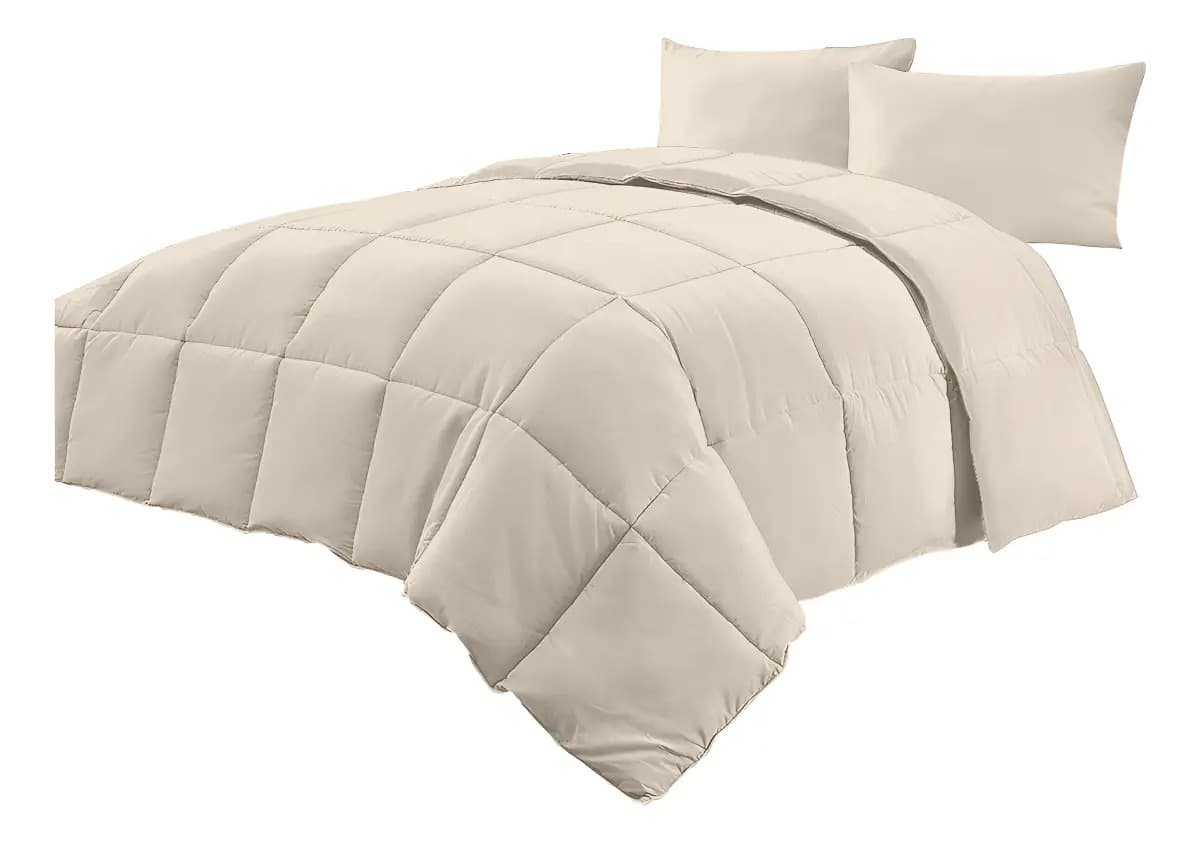 Acolchado Edredon King Reversible Simil Plumon 2 F Almohadas Color Natural/natural Diseño De La Tela Matelaseada A Cuadros