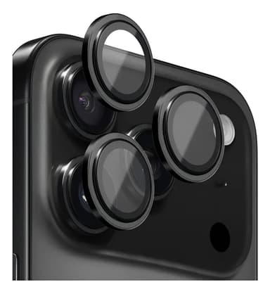 Protector Vidrio Templado Lente De Cámara Individuales 3 Lentes Para iPhone 17 Pro 17 Pro Max Facil Instalacion Metalico Alta Definicion - Negro