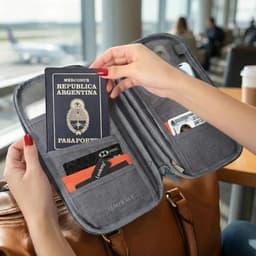 Portadocumento Con Cierre Gris | Porta Pasaporte Marca Lookmy | Organizador De Viaje Portapasaporte Celular Tarjetas Pasajes |