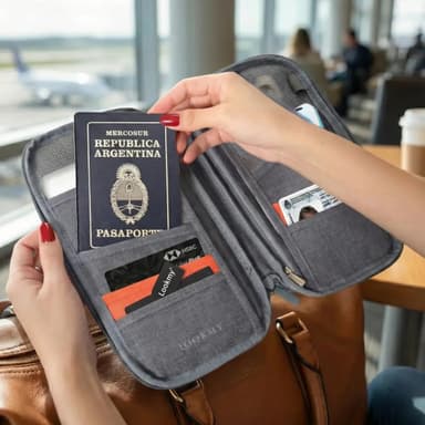 Portadocumento Con Cierre Gris | Porta Pasaporte Marca Lookmy | Organizador De Viaje Portapasaporte Celular Tarjetas Pasajes |