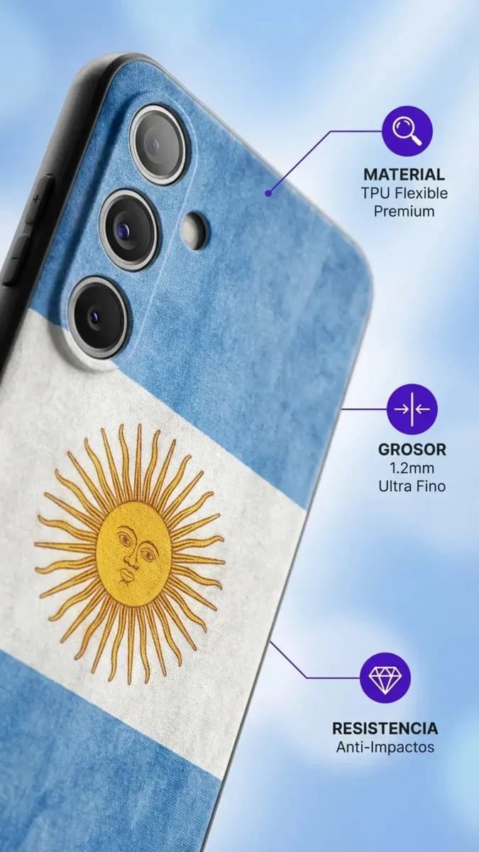 Funda Para Samsung S24 Fe Diseño Argentina Silicona Antigolpes Premium Protección Total Antideslizante Ajuste Perfecto Acceso Preciso Cámara Y Botones Estilo Bandera Ideal Regalo Sean Eternos