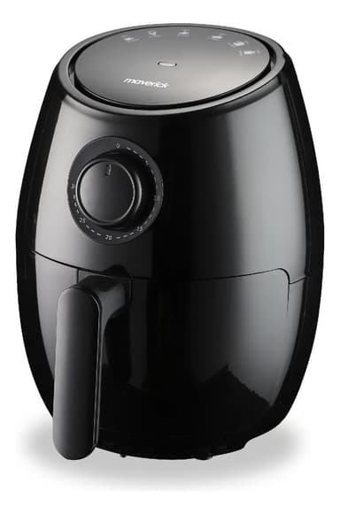 Freidora De Aire Sin Aceite 2lts Maverick Compacta 1000w Potencia 6 Programas Apagado Automático Color Negro