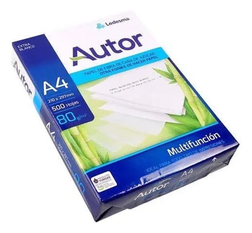 Papel Multifunción Autor A4 80g 500 Hojas Blanco Caña de Azúcar