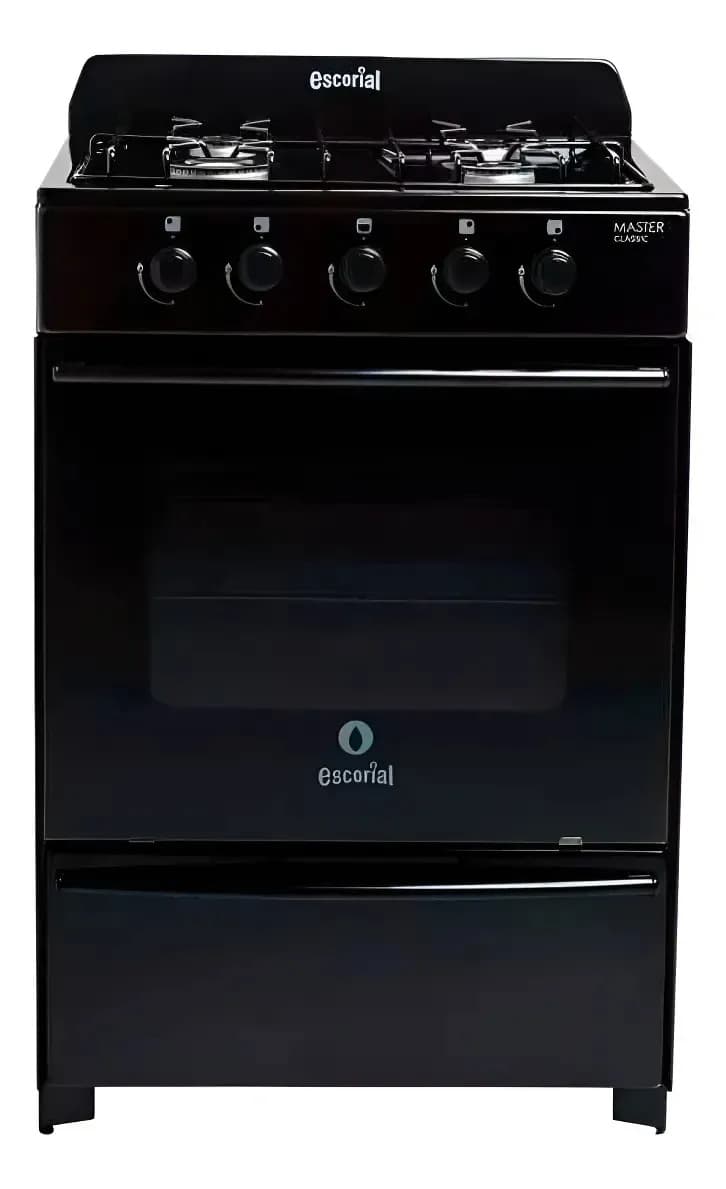 Cocina Escorial Master Classic S2 4 Hornallas Gas Natural Color Negro Tipo De Gas Gn