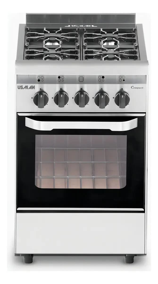Usman Cocina Industrial 52cm 4 Hornallas Compact Color Plat Color Plateado