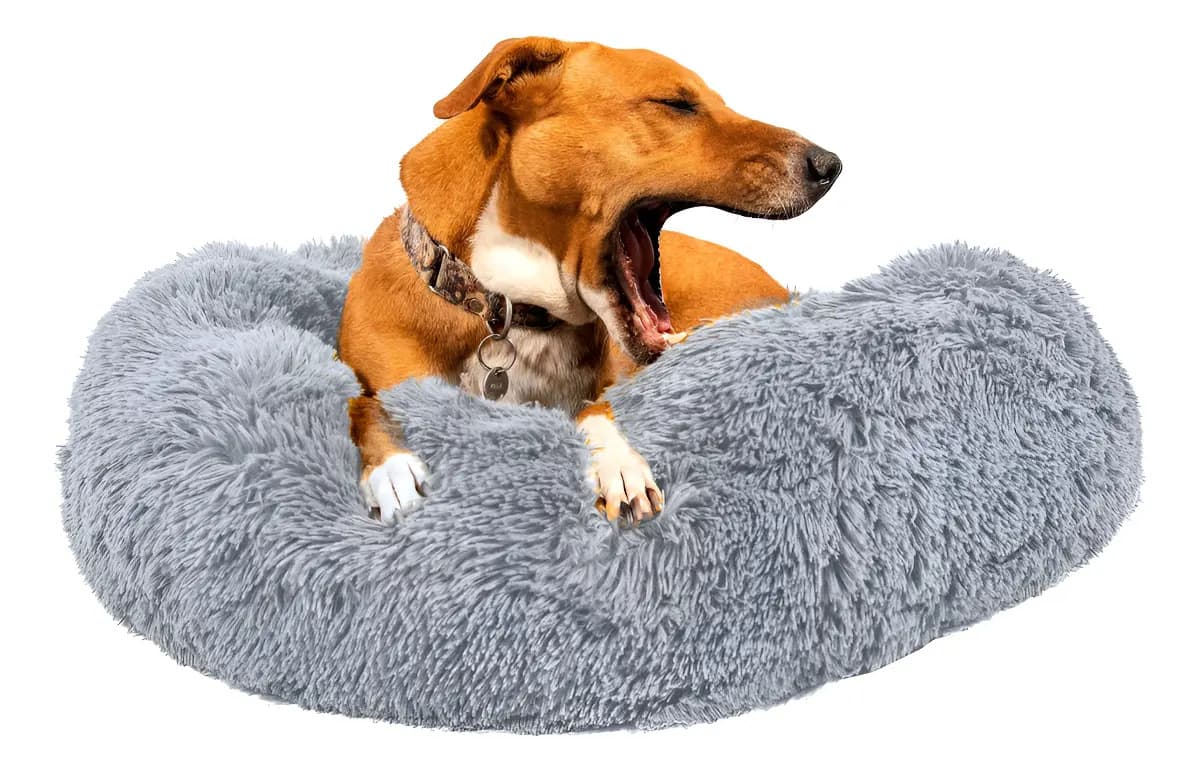 Cama Para Perro Nido Nórdico Pelo Largo Colchón Eggys M Color Gris